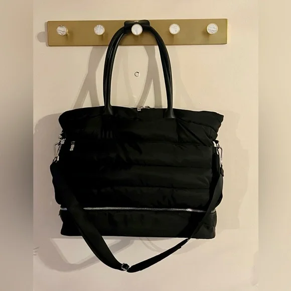 Black Quilted Tote Bag EUC! - Picture 2 of 14